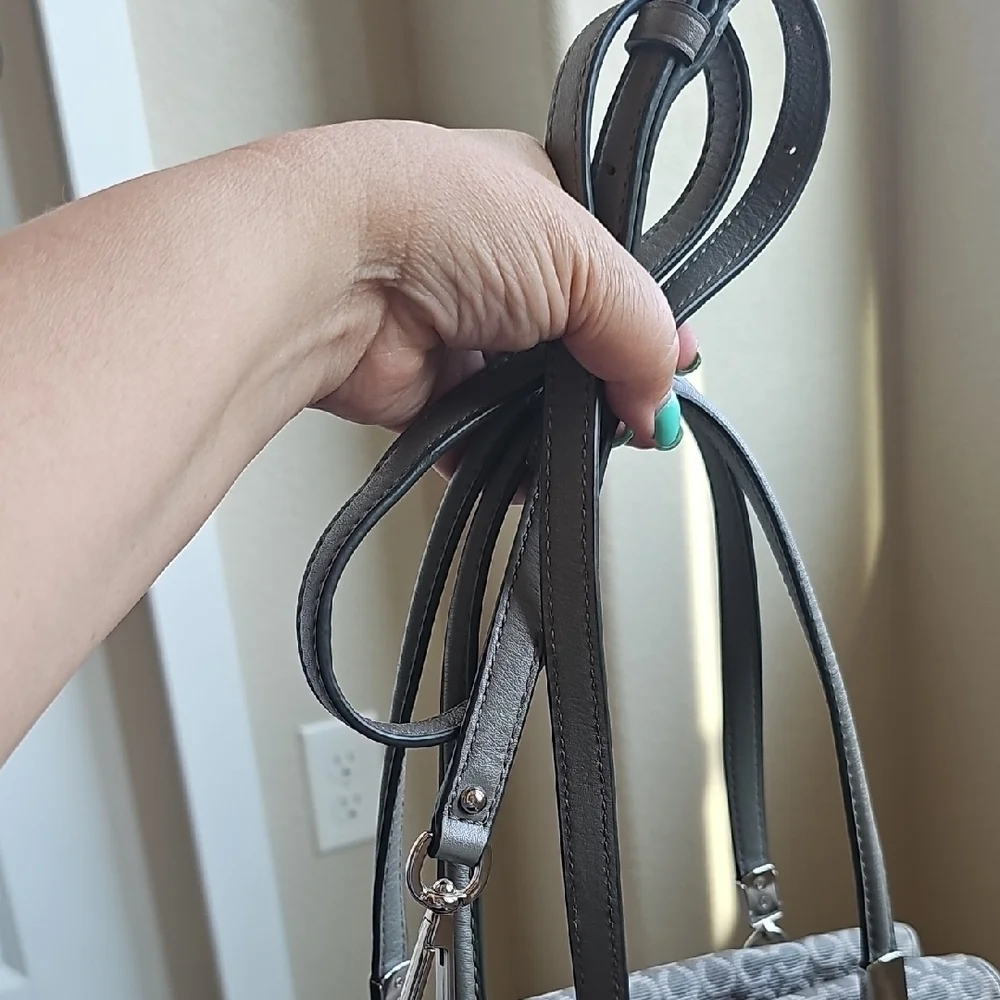 COACH NWOT 2013 Gray Signature Logo Jacquard & Leather MADELINE Crossbody Bag